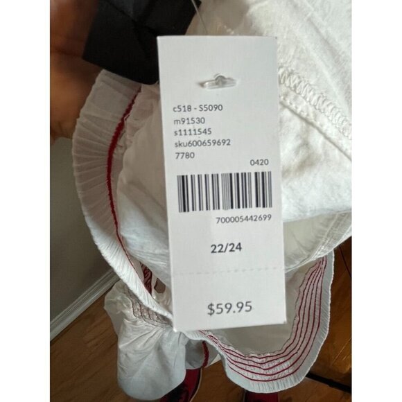 Lane Bryant Top Women 22 Red Off Shoulder Floral Smock Boho Western Hippie 80s - Picture 11 of 15